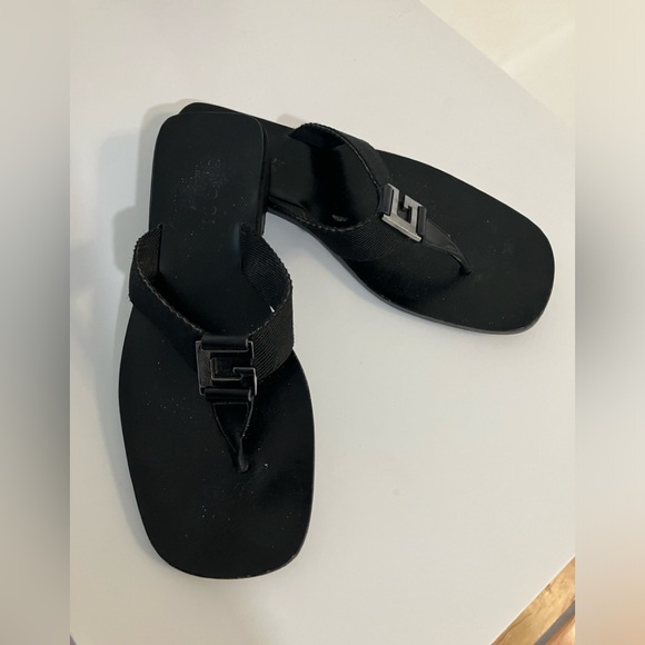 GUCCI 90’s Black G Logo Thong Sandals Y2K Tom Ford - Picture 2 of 6